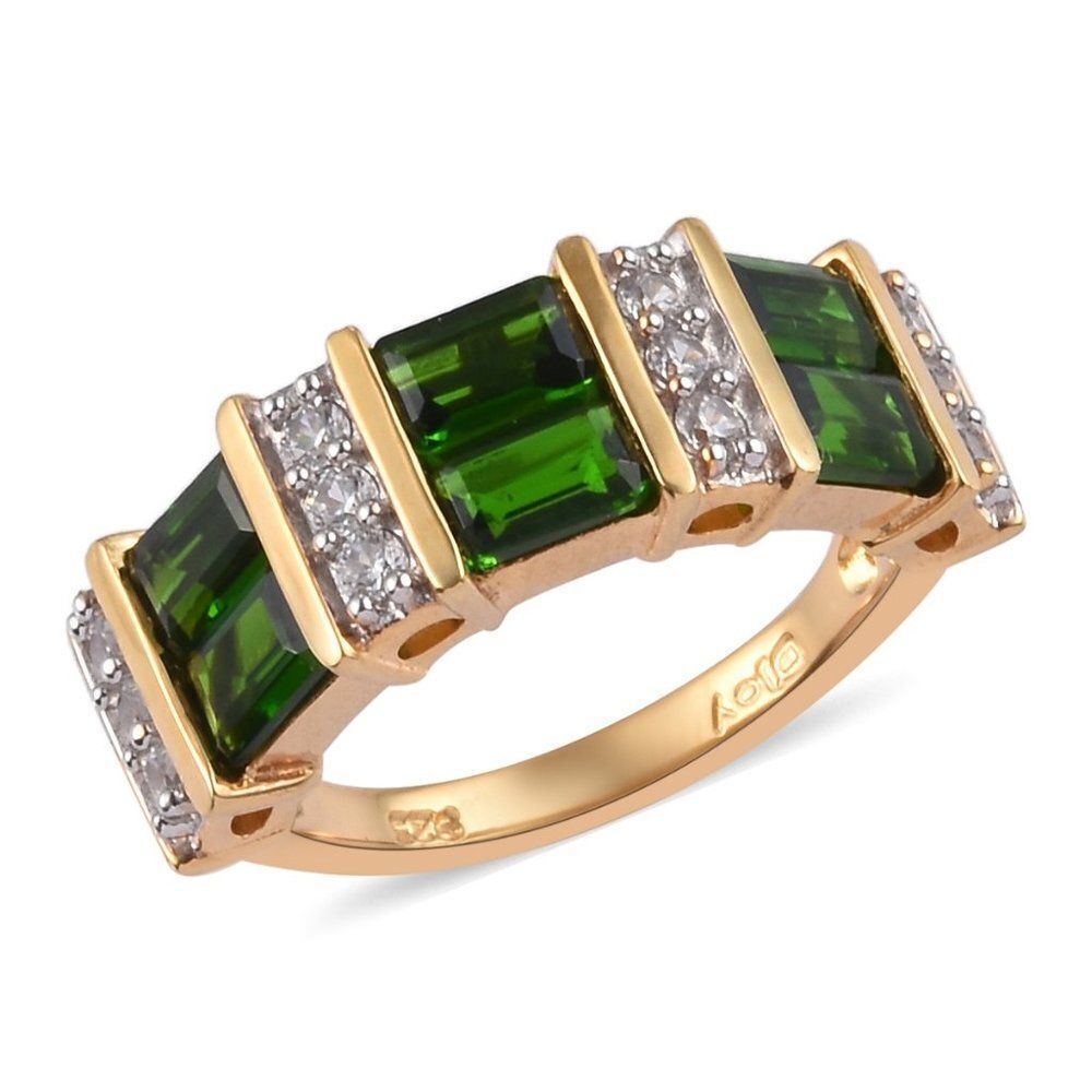 Russian Diopside and Zircon Ring Size 7